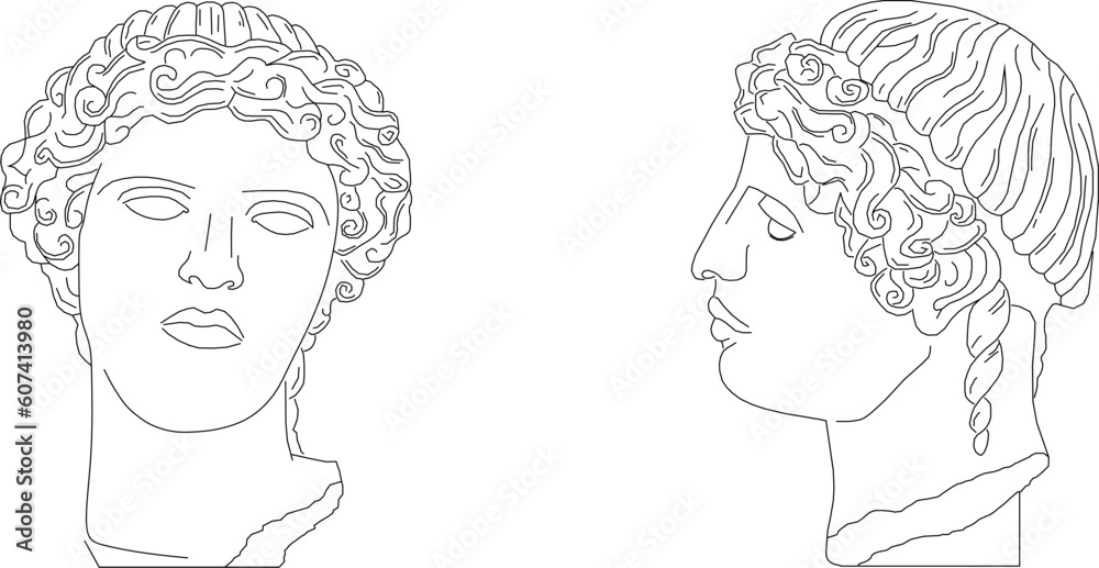 Vector illustration sketch of a statue of a famous classic roman greece vintage