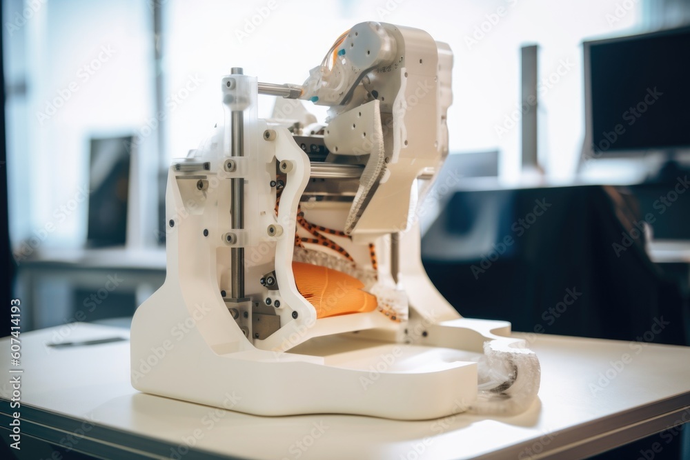 3d printing and additive manufacturing robot, creating customized medical device with precision, created with generative ai
