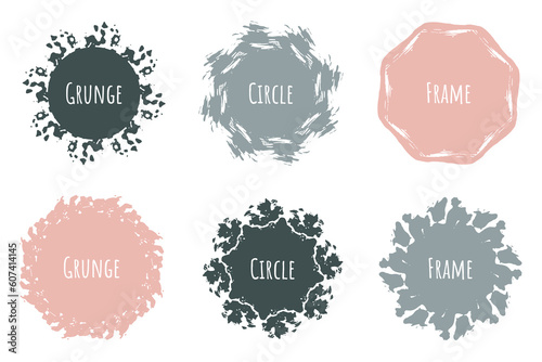 Circle brush stroke, hand drawn paint frame for design logo, banner, card.