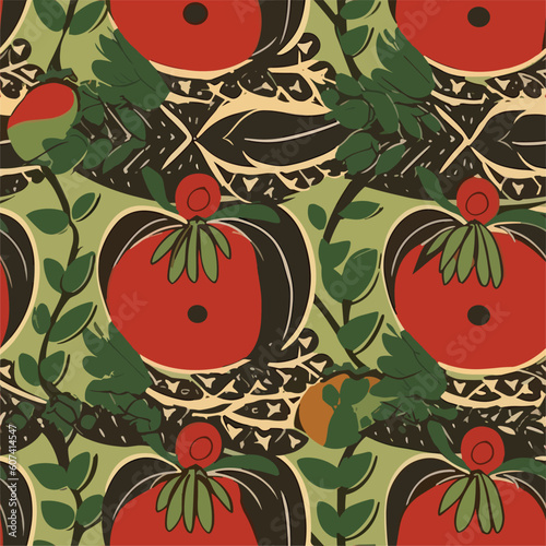 Seamless Colorful Tomato Pattern.

Seamless pattern of tomatos in colorful style. Add color to your digital project with our pattern!
