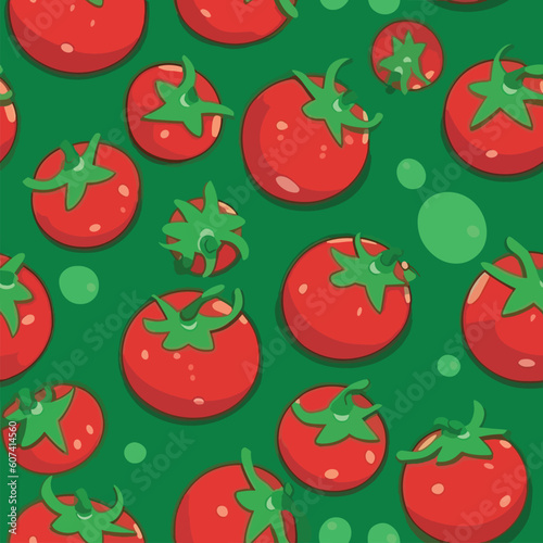 Seamless Colorful Tomato Pattern.Seamless pattern of tomatos in colorful style. Add color to your digital project with our pattern!