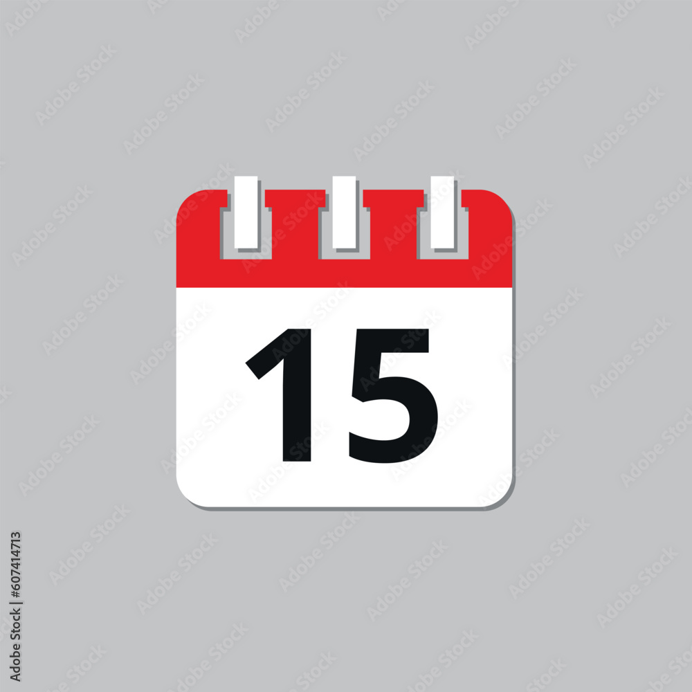 Specific day calendar red flat icon. Calendar icon vector illustration for websites and graphic resources. Date set on the 15st Specific day calendar red flat icon. Calendar icon vector illustration for websites and graphic resources. Date set on the 15st