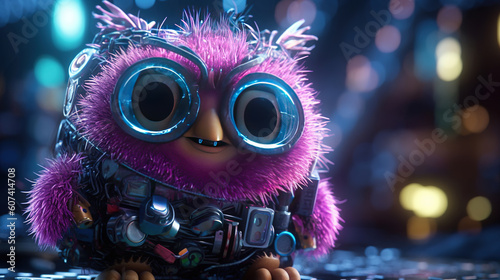 Cyberpunk robot 3d creatures