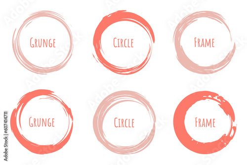 Circle brush stroke, hand drawn paint frame for design logo, banner, card.
