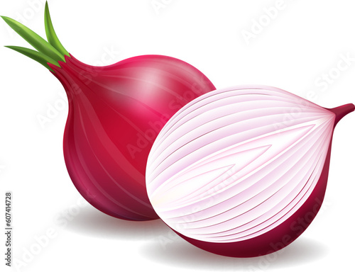 Fresh red onion 3d vegetable