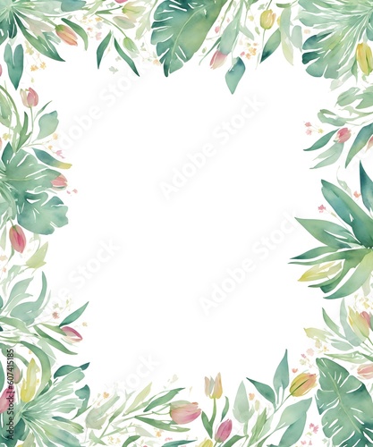 Abstract floral art background with tulips. Botanical watercolor hand drawn flowers paint. Design illustration for wallpaper  banner  print  poster  cover  greeting and invitation card. Generative AI