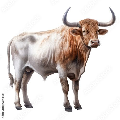 brown ox full body isolated on white