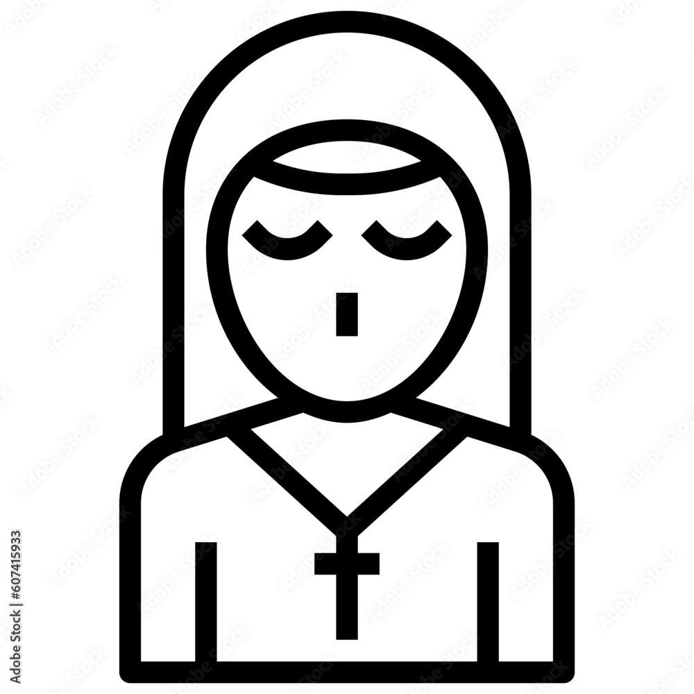 nun line icon,linear,outline,graphic,illustration nun line icon,linear,outline,graphic,illustration