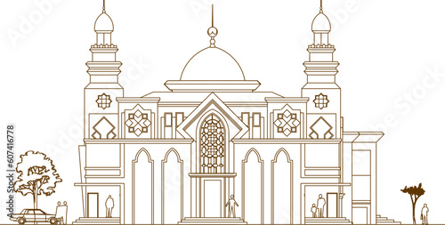 Vector illustration sketch of majestic holy mosque for praying muslims