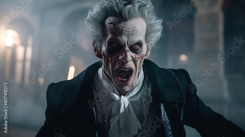 A scary bloodthirsty vampire, generative AI illustration