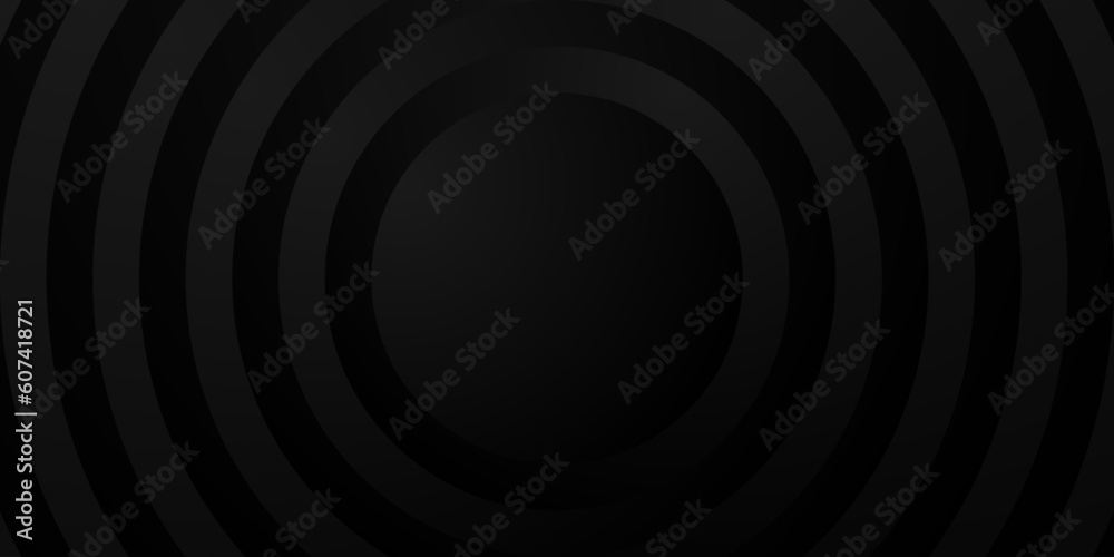 Abstract black and white round background with concentric circles. Vector illustration.