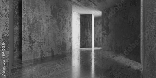 Abstract empty modern interior. Concrete walls