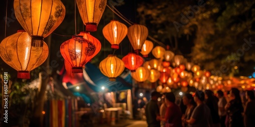 The glow of lanterns during a traditional festival  Generative AI