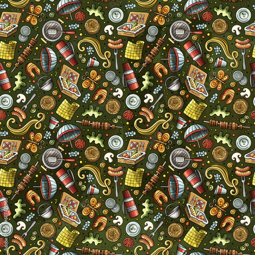 Cartoon cute Picnic seamless pattern