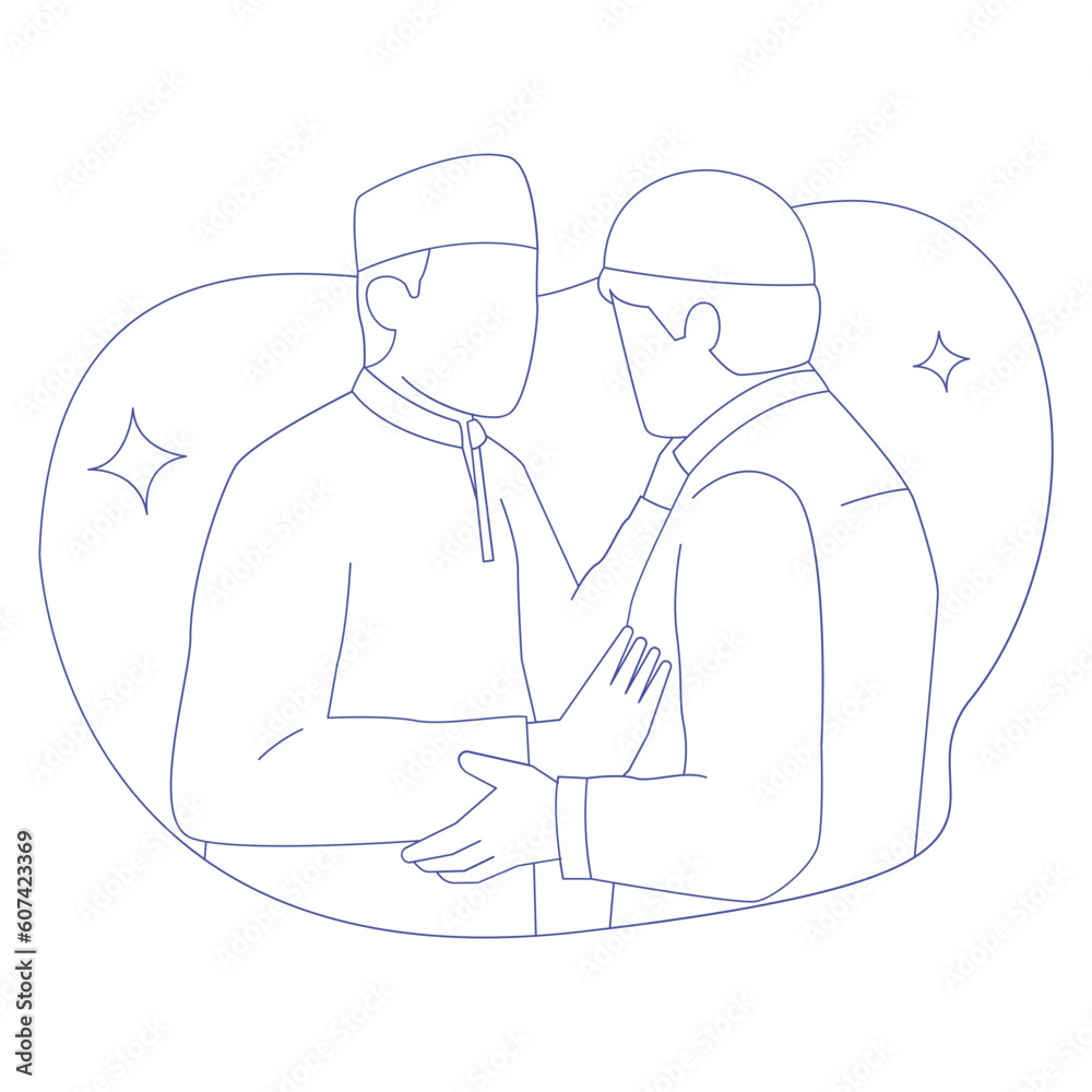 Forgive Each Other Eid Adha Outline 2D Illustrations Forgive Each Other Eid Adha Outline 2D Illustrations
