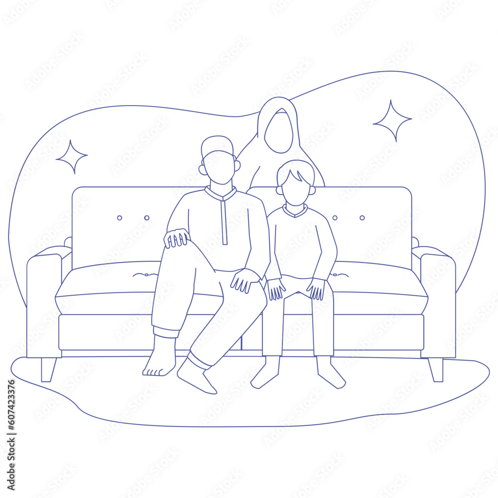 Celebrate Eid Al-Adha Outline 2D Illustrations Celebrate Eid Al-Adha Outline 2D Illustrations