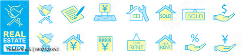 Real estate line icon collection editable