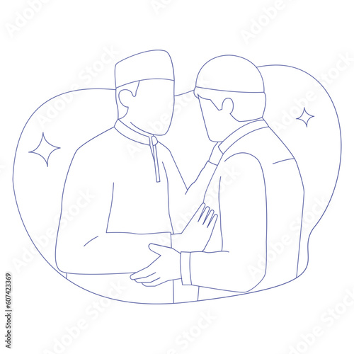 Forgive Each Other Eid Adha Outline 2D Illustrations