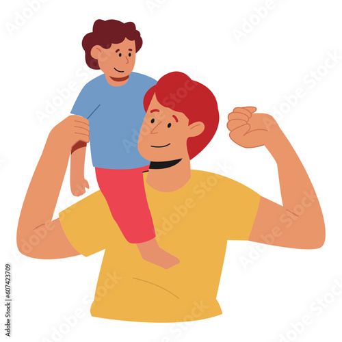 Strong Father Fathers Day Color 2D Illustrations