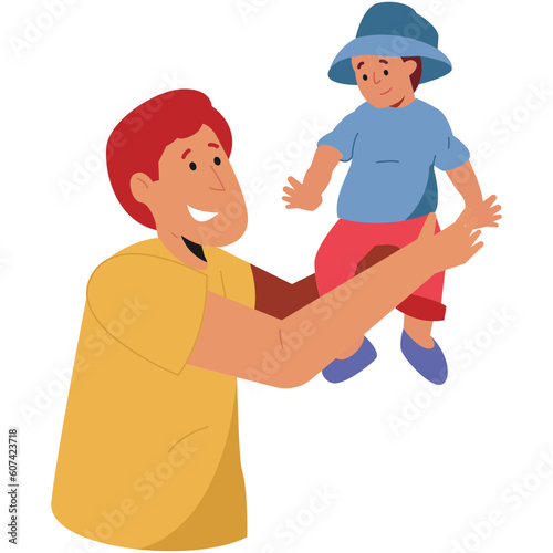 Lift the Baby Fathers Day Color 2D Illustrations