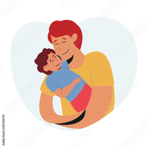 Holding a Baby Fathers Day Color 2D Illustrations