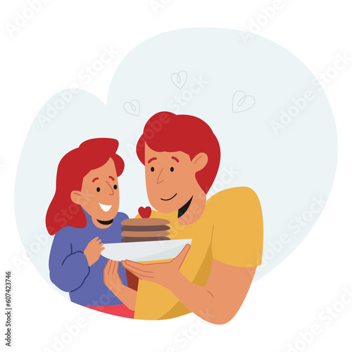 Pancakes Fathers Day Color 2D Illustrations