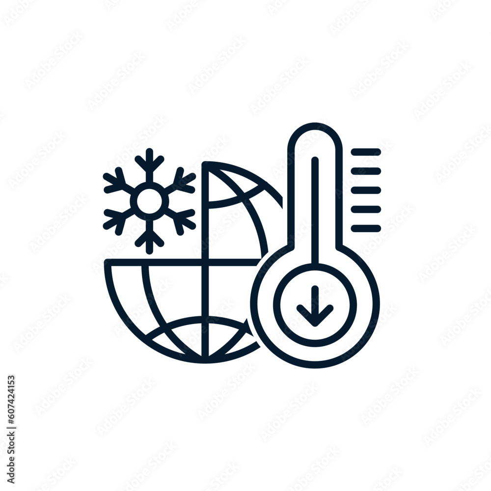 The concept of temperature reduction. Vector icon isolated on white background. The concept of temperature reduction. Vector icon isolated on white background.
