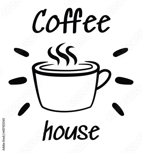 Coffee cups lettering. Phrase about Coffee to go. Typography quote design. Calligraphy style Hot drinks shop promotion