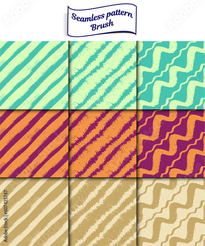 A set of seamless patterns with brushstrokes, pixels 1000x1000, vector graphics.