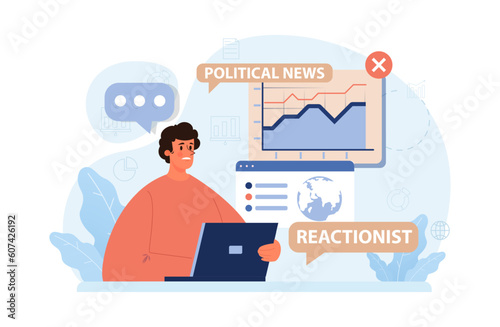 Reactionary or retrograde. Conservatism, traditional views and denying