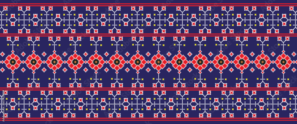 Digital textile fabric border motif pattern for geometric oriental ...
