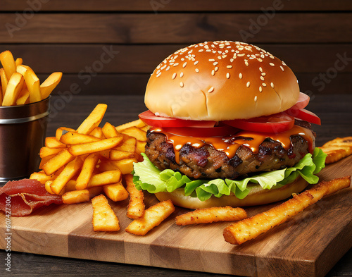 Burger Delights: A Tempting Feast - Delicias de Hamburguesas: Un Festín Tentador (generated with AI)