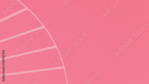 Pink geometric background with stripes in a semicircle in the left part of the photo, panorama