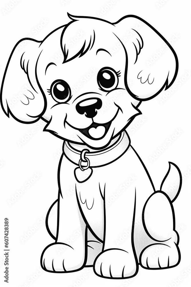 Fototapeta premium dog, cartoon, animal, puppy, pet, illustration, vector, cute, fun, art, happy, brown, drawing, canine, funny, isolated, tail, white, cat, labrador, comic, character, mammal, fur, ears