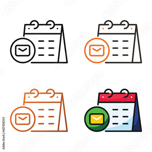 Email date icon design in four variation color