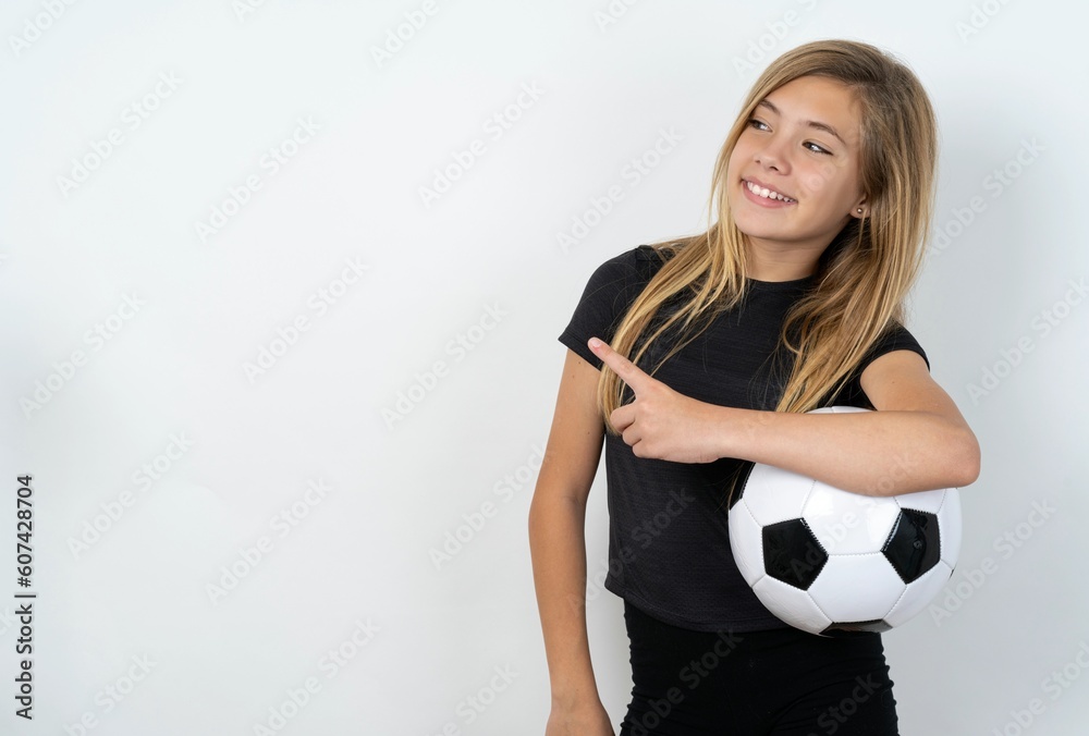 beautiful caucasian teen girl wearing sportswear over white wall glad cheery demonstrating copy space look novelty beautiful caucasian teen girl wearing sportswear over white wall glad cheery demonstrating copy space look novelty