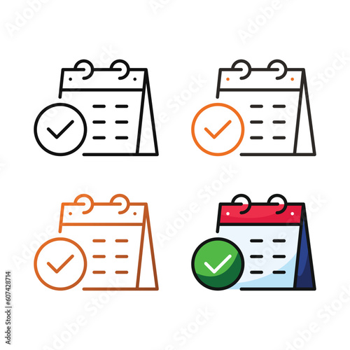 Check date icon design in four variation color