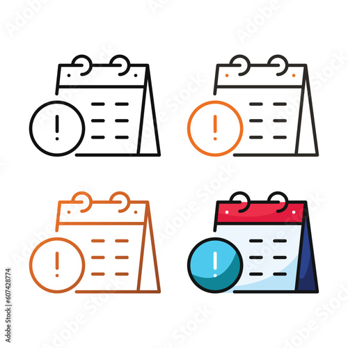 Warning date icon design in four variation color