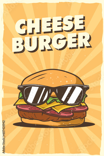 cheeseburger vintage portrait poster