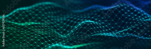 Abstract illustration with connected dots and lines. Digital network background. The concept of science, technology. 3D