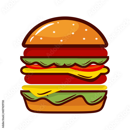 delicious hamburger fast food icon vector illustration design graphic flat style