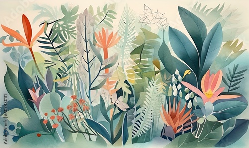 watercolor plants painting