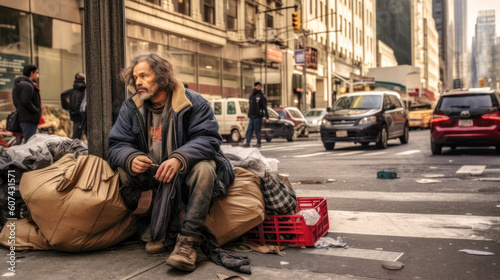 Within a photograph lies an untold tale of an American middle-class worker now a homeless silhouette .A testament to resilience amidst hardship, embody a raw narrative of dreams delayed.Generative AI