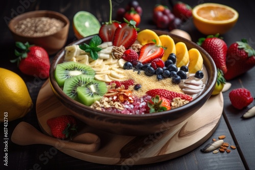 imunity-boosting smoothie bowl with fruits and veggies, created with generative ai