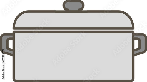 鍋のシンプルなグレーイラスト