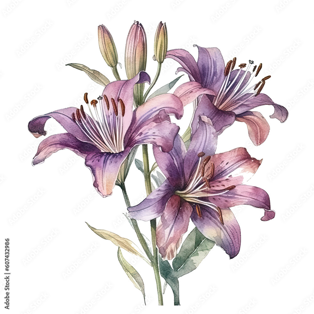 Naklejka premium Purple Flowers, Purple Flower Arrangements, Violet Flowers, AI Generated