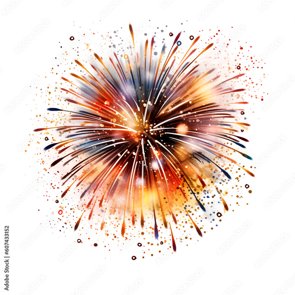 Naklejka premium Colorful fireworks light up isolated on transparent background