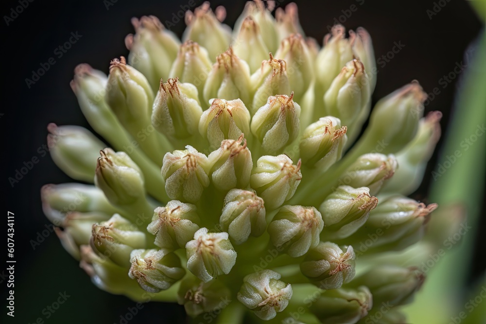 close-up of flowering bud, revealing intricate details, created with generative ai close-up of flowering bud, revealing intricate details, created with generative ai