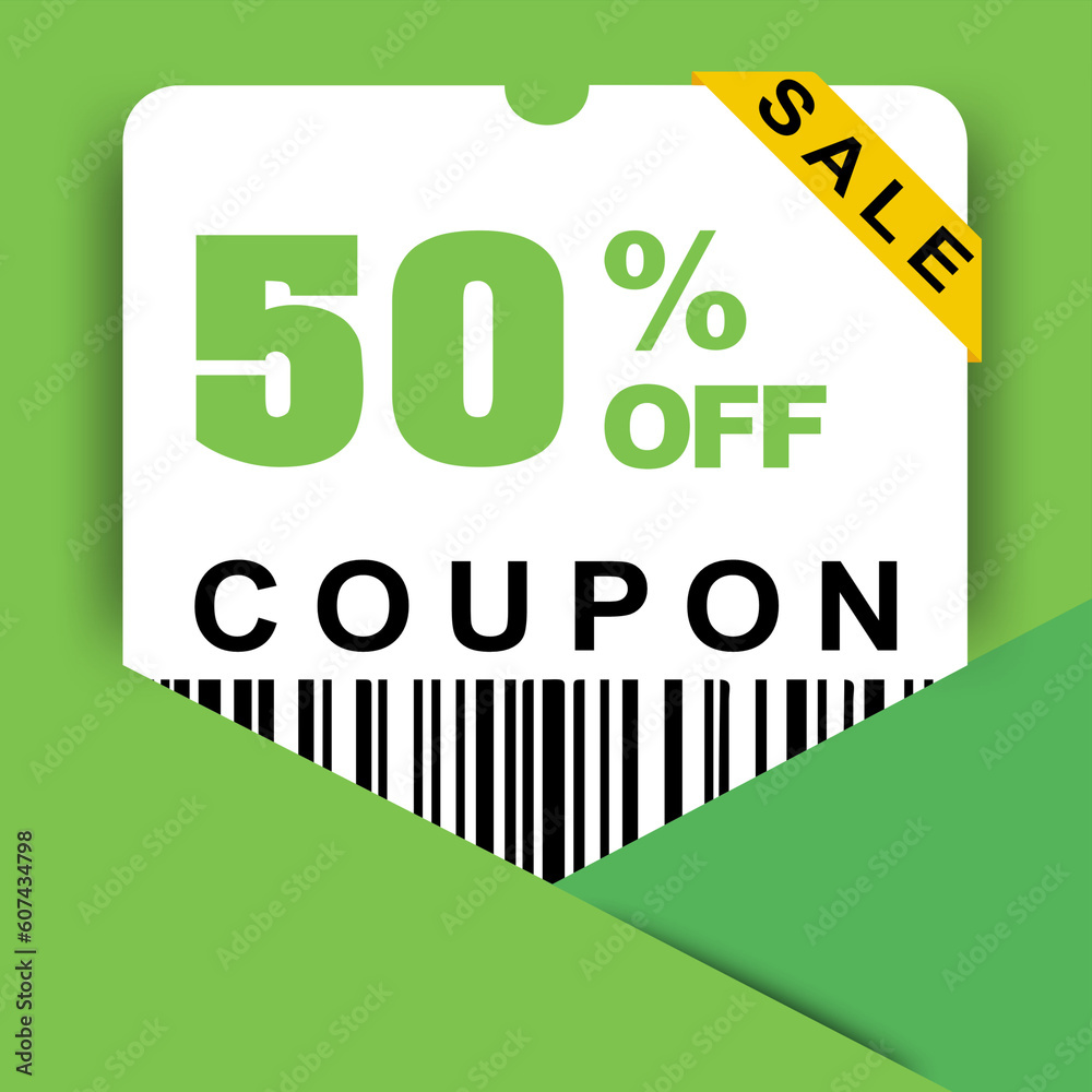 Coupon vector, sale flat design banner, with letter template design, with green colors, with various discounts Coupon vector, sale flat design banner, with letter template design, with green colors, with various discounts