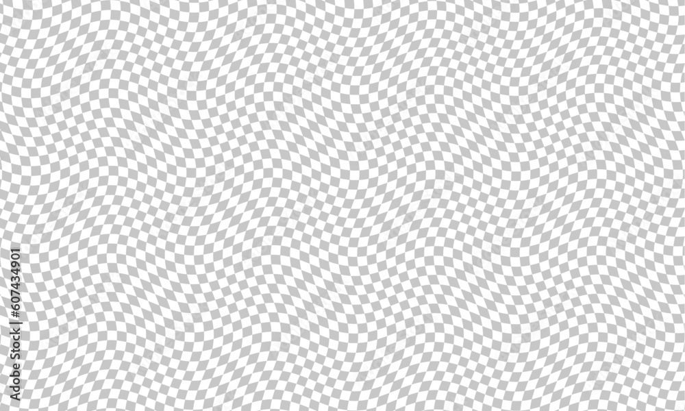 Stylish abstract wavy transparent photoshop background. Checker chess board square grid line gray and white vector background